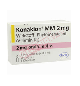 Konakion MM (Vitamin K1) 2mg 5 amps  0.2 ml Roche - PG-KON2 - Roche